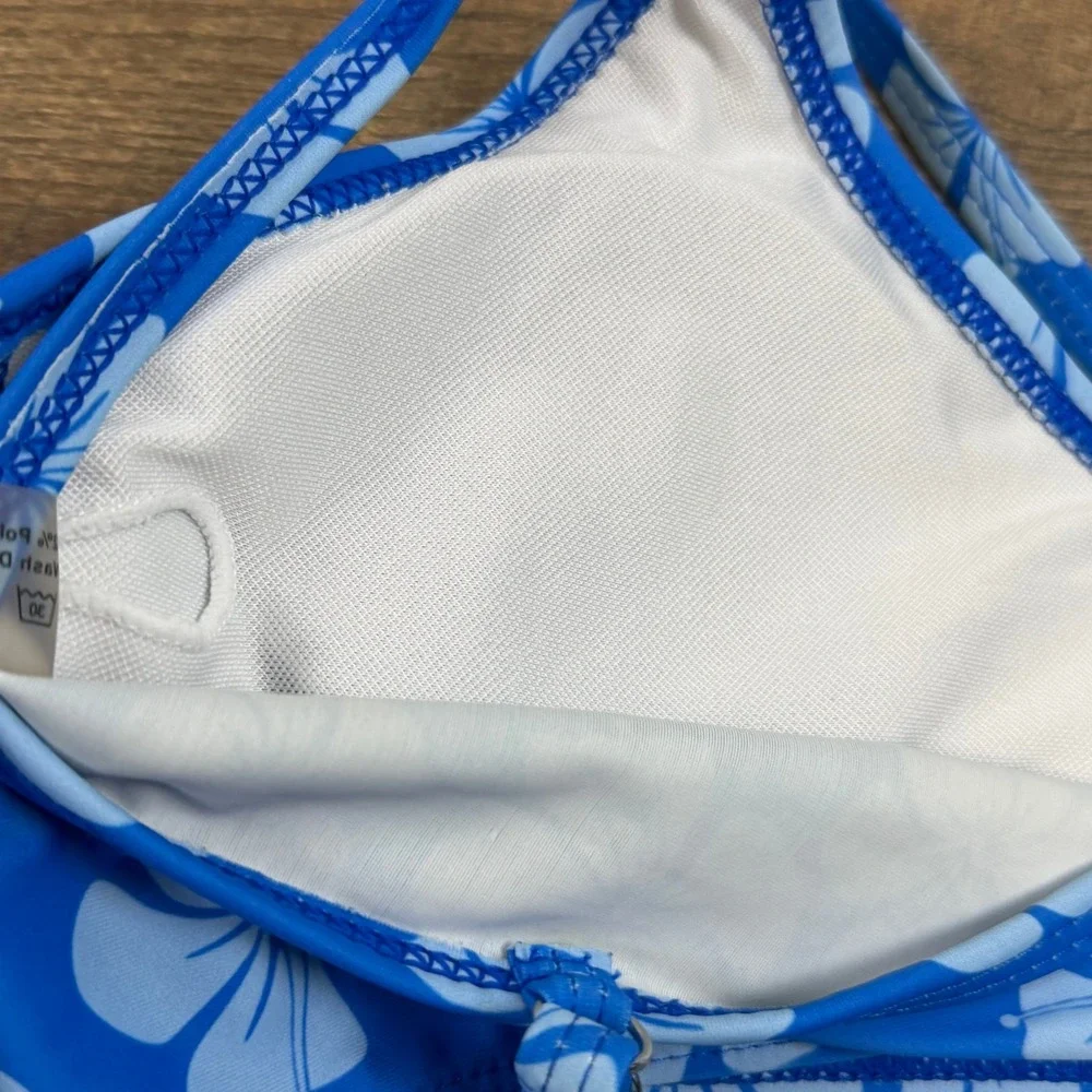 Blue Hibiscus Floral Bikini‎ Set Kids Size 10Y Two Piece Swimsuit